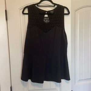 Torrid size 1 black lace top peplum blouse